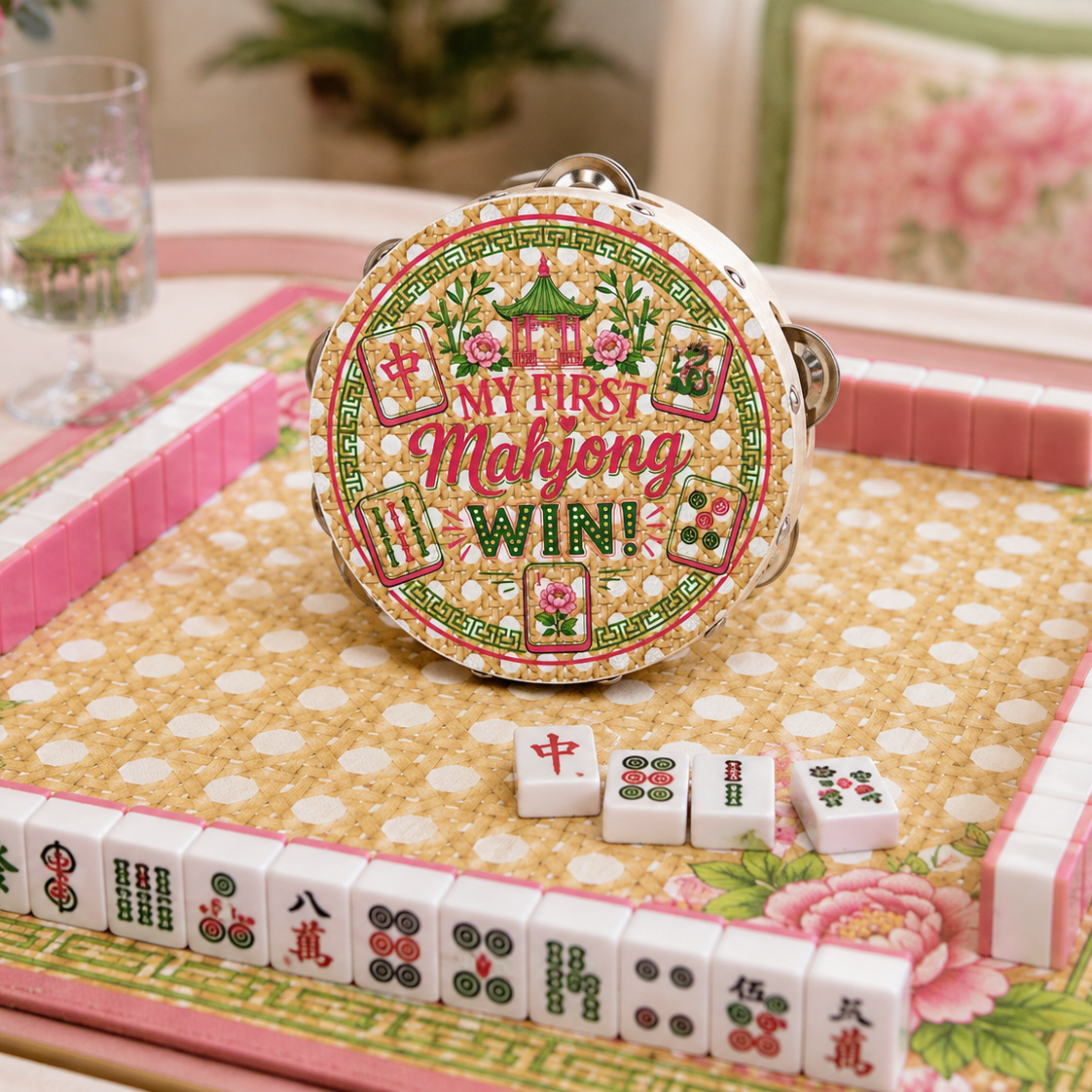 My First Mahjong Win Tambourine with Ribbon