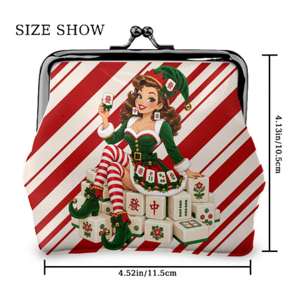 Sexy Vixen Christmas Elf Women's Leather Kiss Lock Coin Purse - Splash Of Mahj And Color Co.
