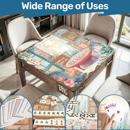 Mahjong Garden Tea Room Dainty Scalloped Mahjong Mat - Splash of Color Co.