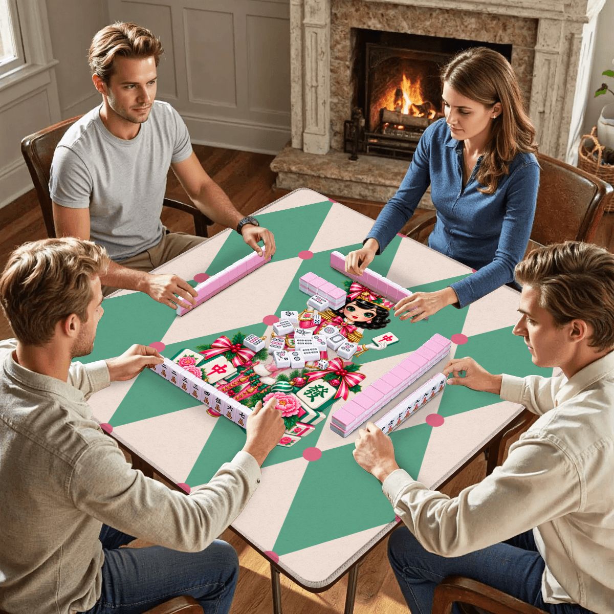 Christmas Harlequin Mahjie Nutcracker Mahjong Mat