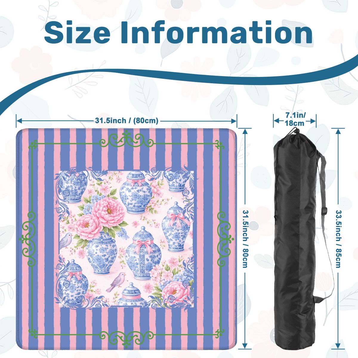 The Ginger Jar Garden Chinoiserie Preppy Mahjong Mat - Splash of Color Co.