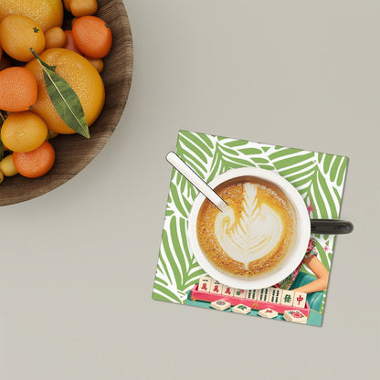 I Don't Give A Crak Mahjong Square Ceramic Coasters 6 pcs - Splash Of Mahj And Color Co.
