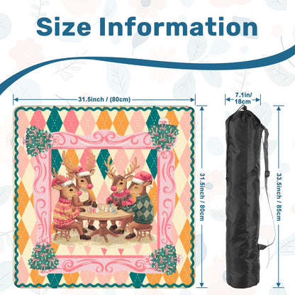 Oh Deer Christmas Mahjong Mat, Argyle Pastels And Whimsical Reindeer