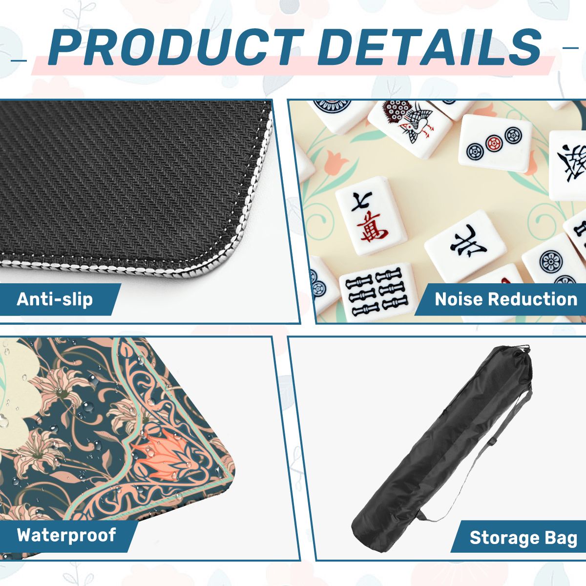 Art Deco Floral Nouveau Design Mahjong Mat - Splash of Color Co.