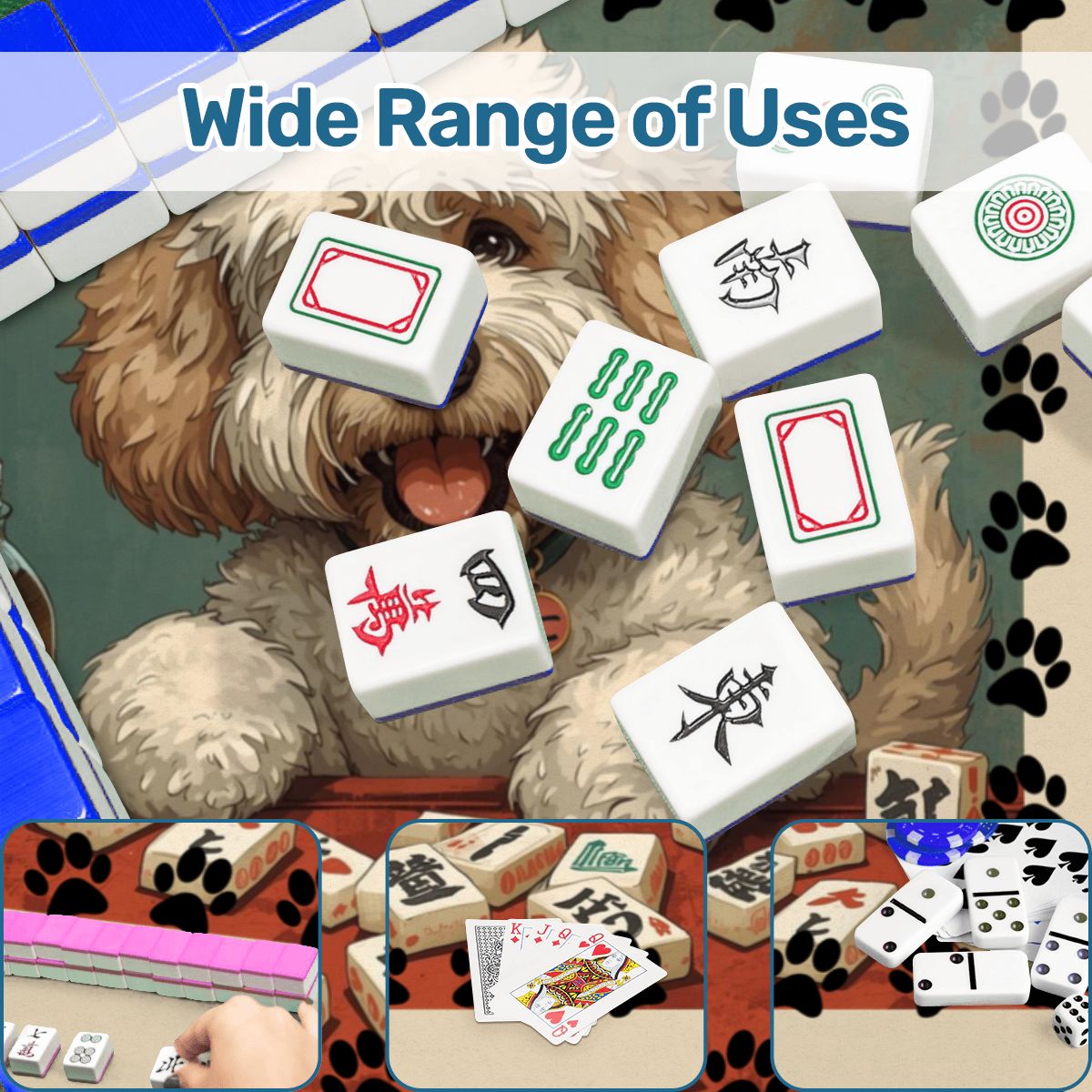 Doodle Dog Dog Playing Mahjong Mat - Splash of Color Co.