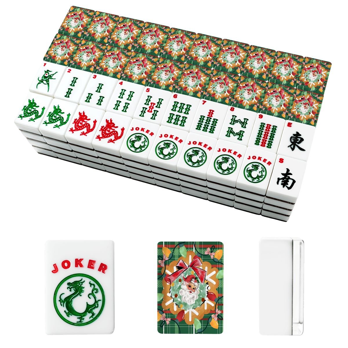 Jolly Nostalgic Santa Christmas American Mahjong Tiles And Carry Case Tote - Splash of Color Co.