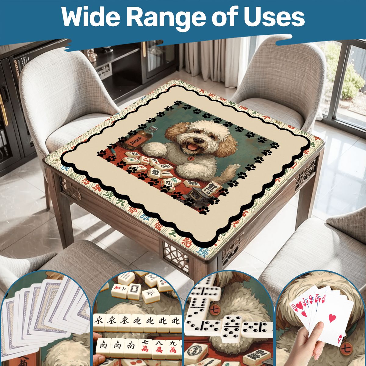 Doodle Dog Dog Playing Mahjong Mat - Splash of Color Co.