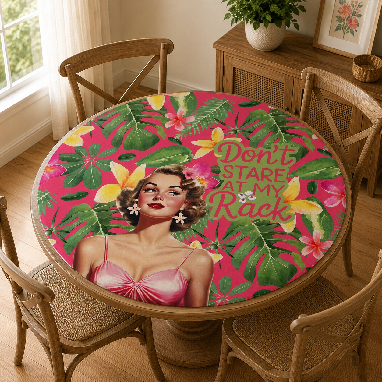 Funny Tropical Don't Stare At My Rack Round Mahjong Mat