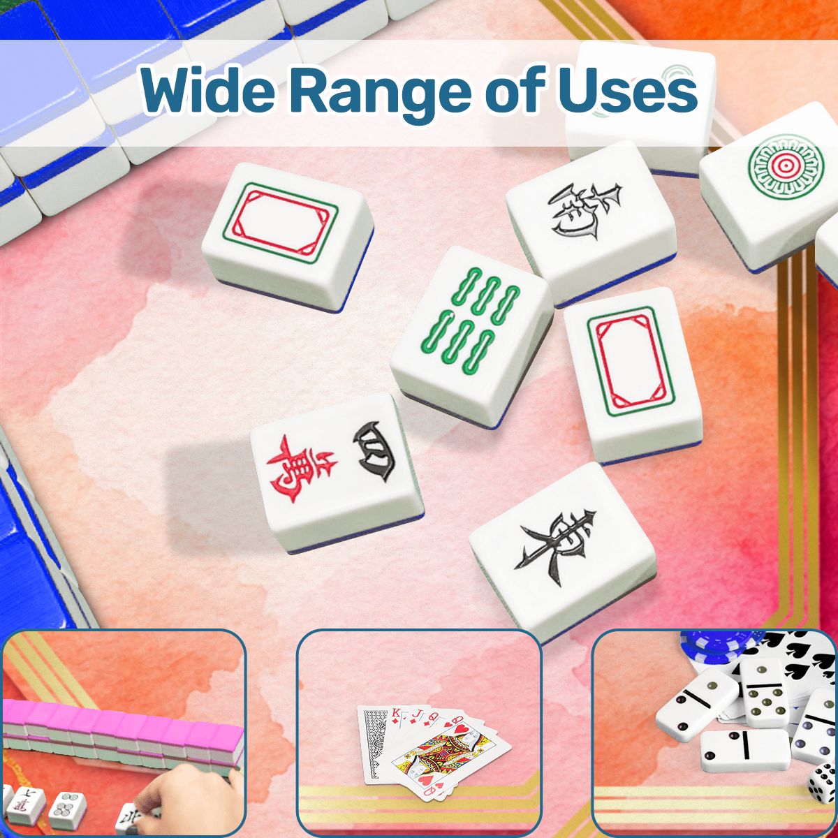 Bejeweled Watercolor, Fuchsia, Orange And Gold Flecked Mahjong Mat - Splash of Color Co.