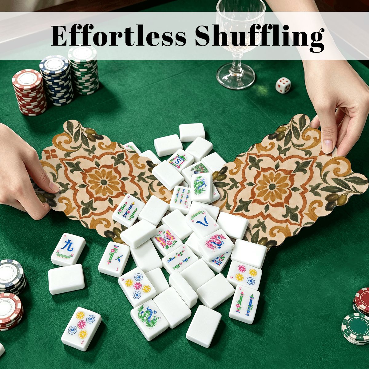 Old World Tuscan Scalloped Mahjong Shuffler Cards Set of 4 - Splash Of Mahj And Color Co.