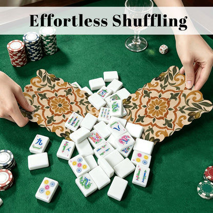 Old World Tuscan Scalloped Mahjong Shuffler Cards Set of 4 - Splash Of Mahj And Color Co.
