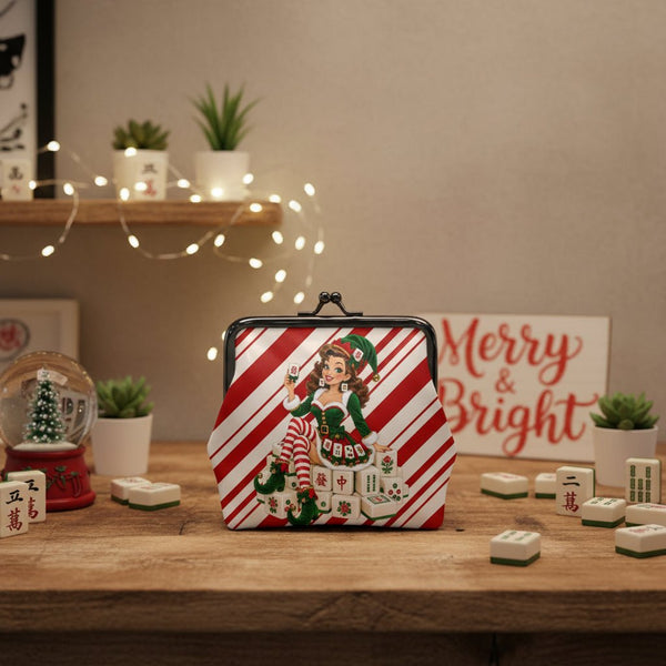 Sexy Vixen Christmas Elf Women's Leather Kiss Lock Coin Purse - Splash Of Mahj And Color Co.