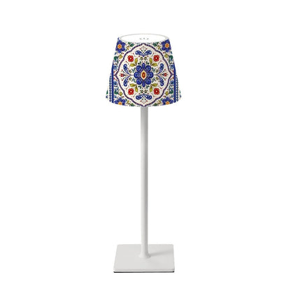 Pottery Porcelein Mahjong LED Cordless Table Lamp - Splash of Color Co.