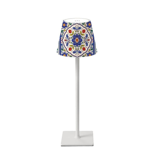 Pottery Porcelein Mahjong LED Cordless Table Lamp - Splash of Color Co.