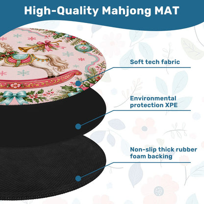 Magical Christmas Rocking Horse Round Mahjong Mat