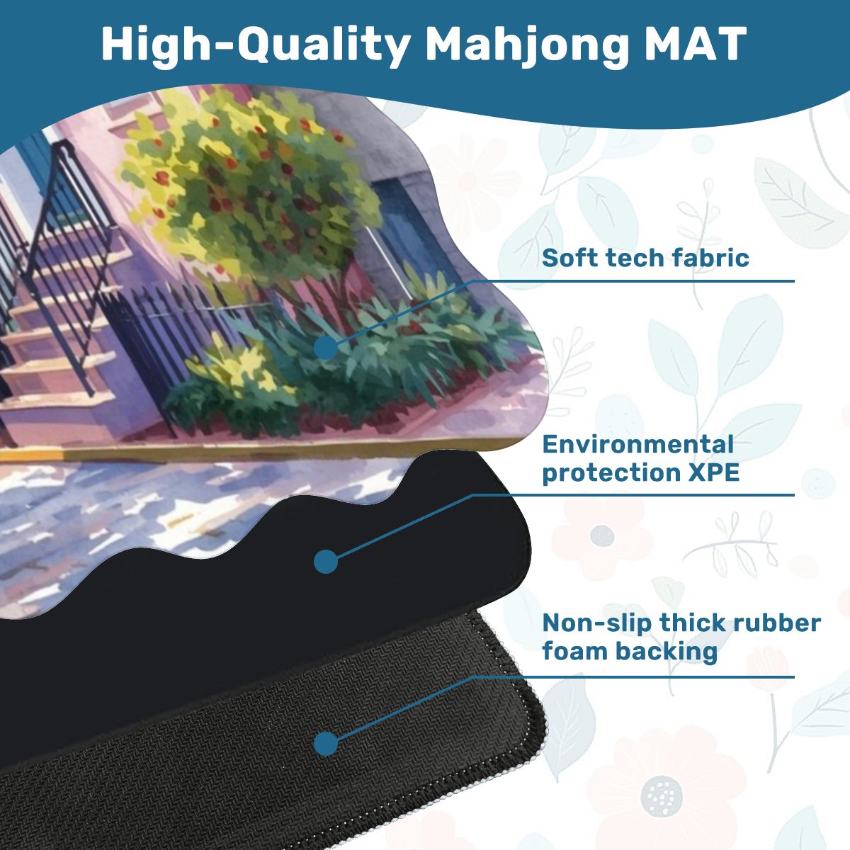 Charleston South Carolina Rainbow Row Dainty Scalloped Mahjong Mat - Splash of Color Co.