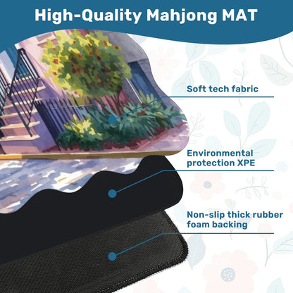 Charleston South Carolina Rainbow Row Dainty Scalloped Mahjong Mat - Splash of Color Co.