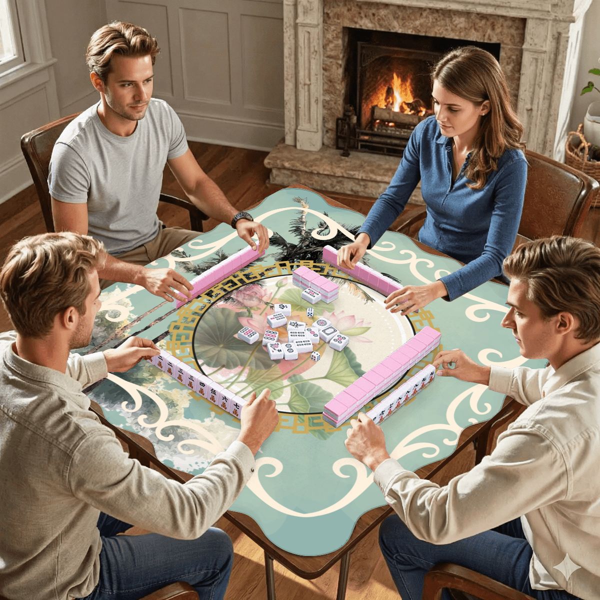 Lilly On The Lanai Scalloped Mahjong Mat - Splash of Color Co.