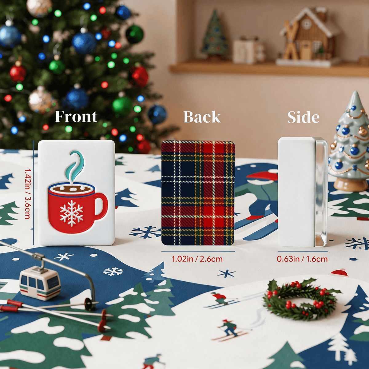 Winter Plaid Alpine Slopes Engraved Mahjong Tiles And Carry Case - Splash Of Mahj And Color Co.