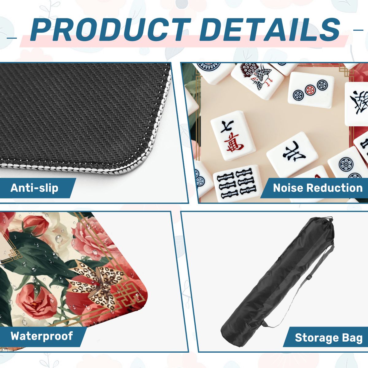 Southern Floral Camellias In Bloom Mahjong Mat - Splash of Color Co.