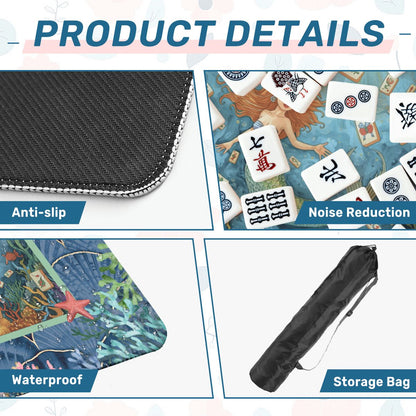 Mermaid Mahjong Mat, Sea Of Life Marbled Blue And Coral Reef - Splash of Color Co.