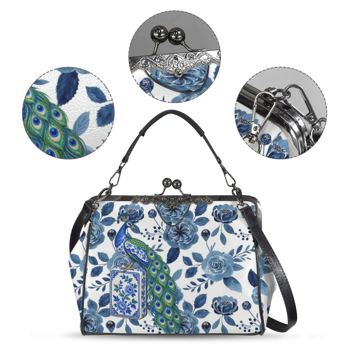 Proud As A Peacock Mahjong Chinoiserie Kisslock Bag - Splash Of Mahj And Color Co.