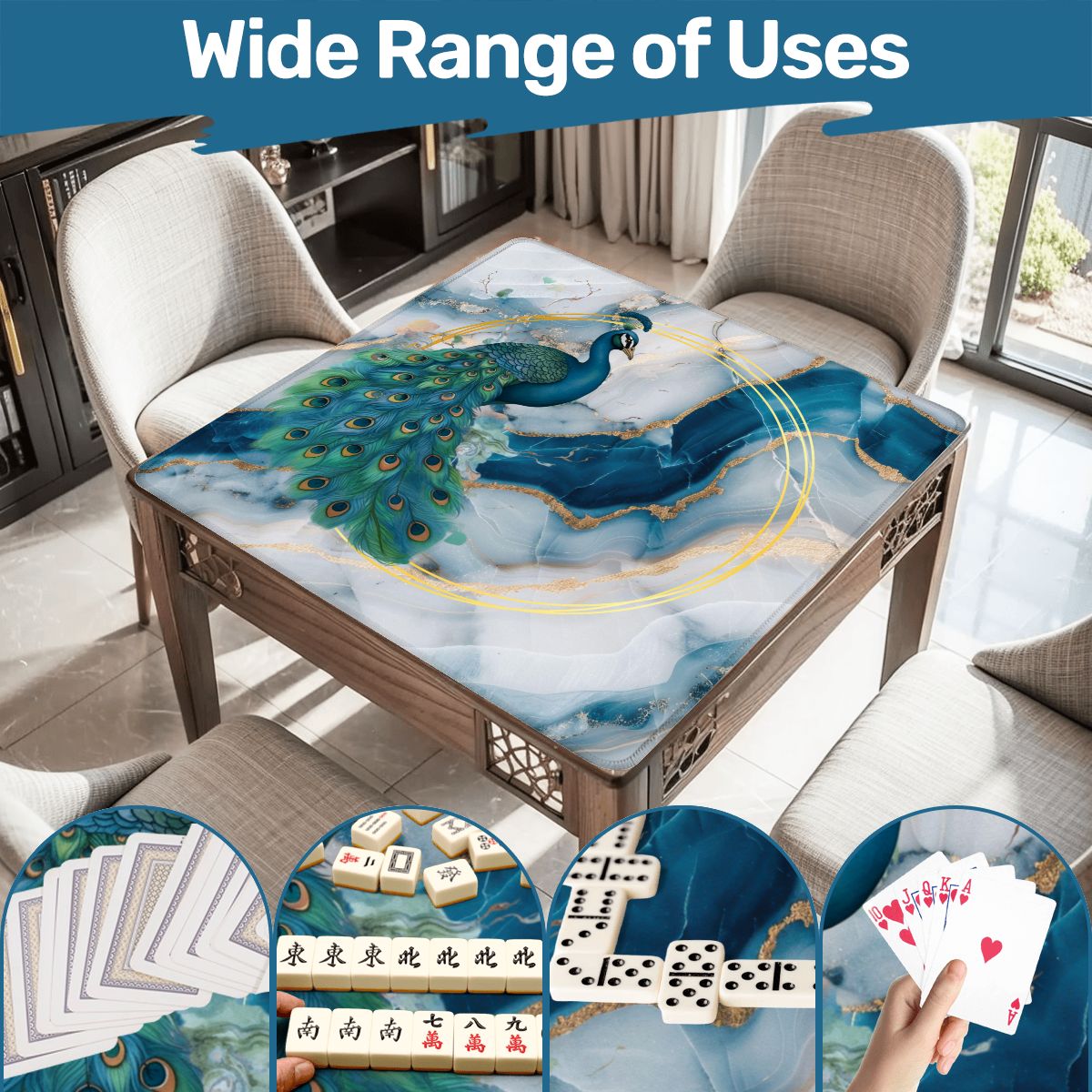Peacock Blue Lagoon Mahjong Mat - Splash of Color Co.