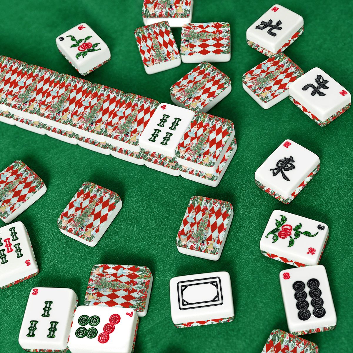 The Nutcracker Red Harlequin Christmas American Mahjong Tiles And Carry Case Bundle Set - Splash of Color Co.