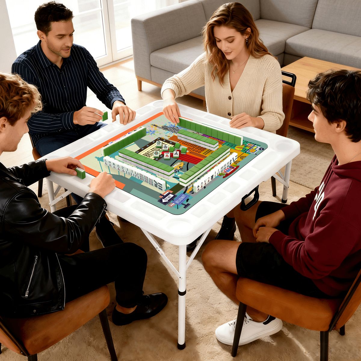 New York City Vibes Mini Mahj Mat And Foldable Mahjong Table - Splash of Color Co.