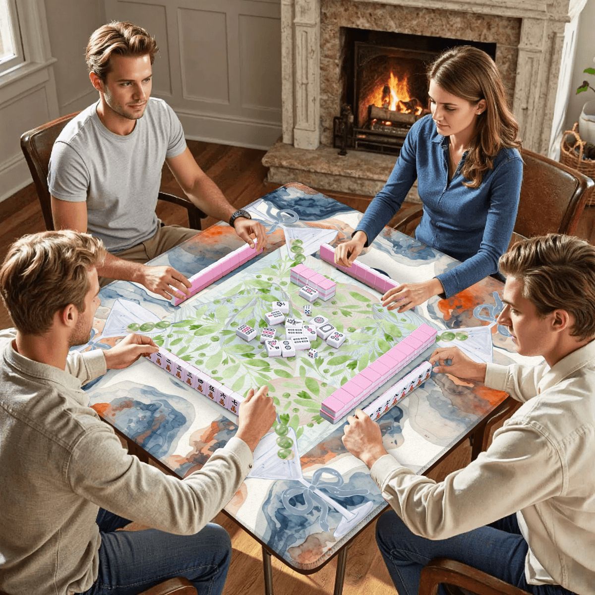 Tinis And Oysters Watercolor Mahjong Mat