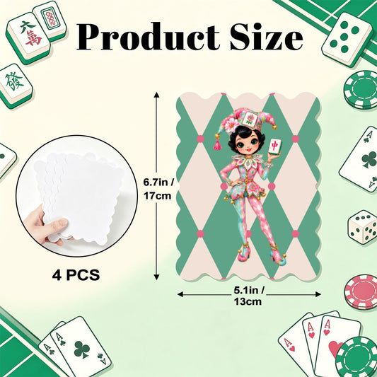 Mahjie The Mascot Scalloped Mahjong Shuffler Cards  Set of 4