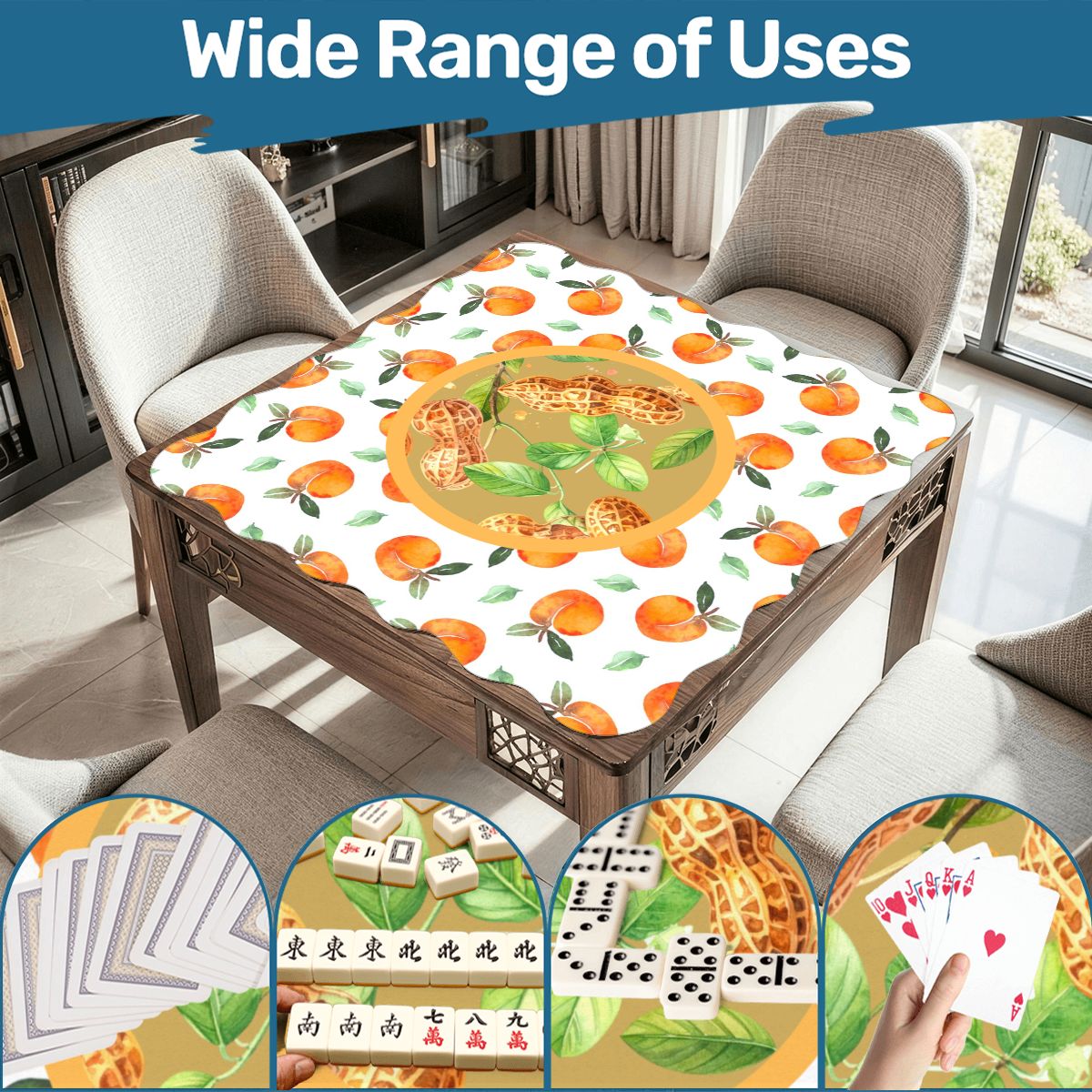 Georgia Peach And Peanuts Scalloped Mahjong Mat - Splash of Color Co.
