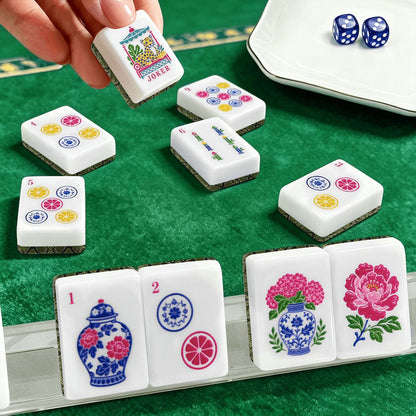 Snake Skin Green Chinoiserie American Mahjong Tiles And Carry Case