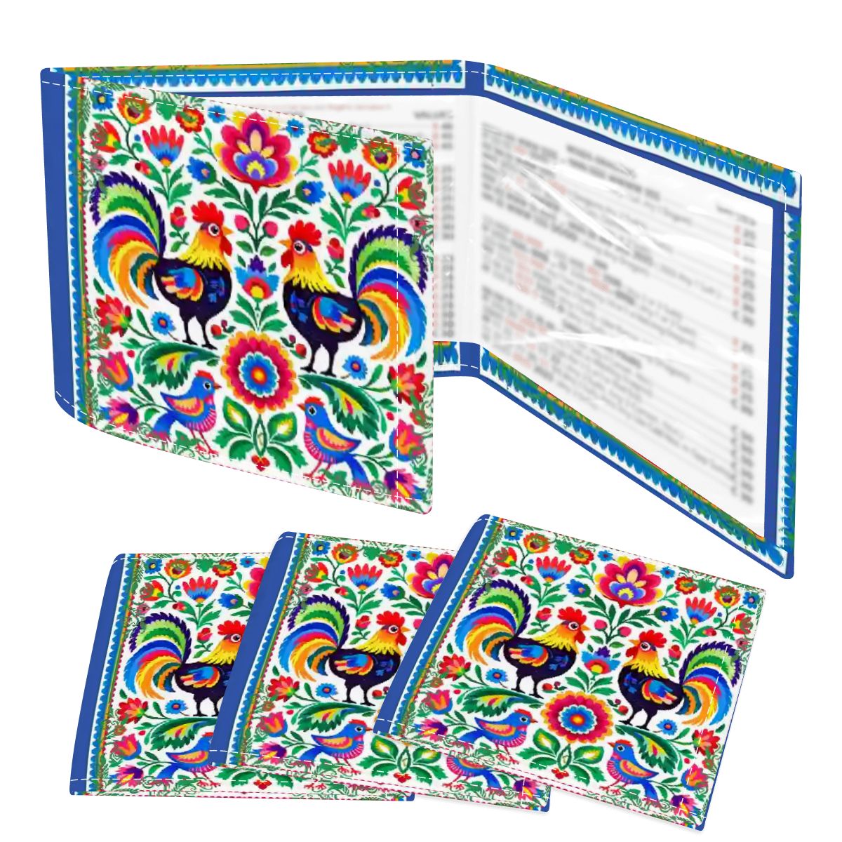 Wycinanki Polish Folk Art, Rooster 4 Mahjong Card Holder with Line Finder - Splash of Color Co.