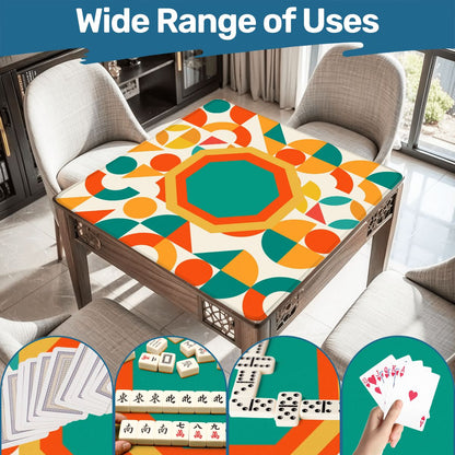Mahjong Mat Geometric Color Splash Mahjong Mat – Teal, Yellow & Orange
