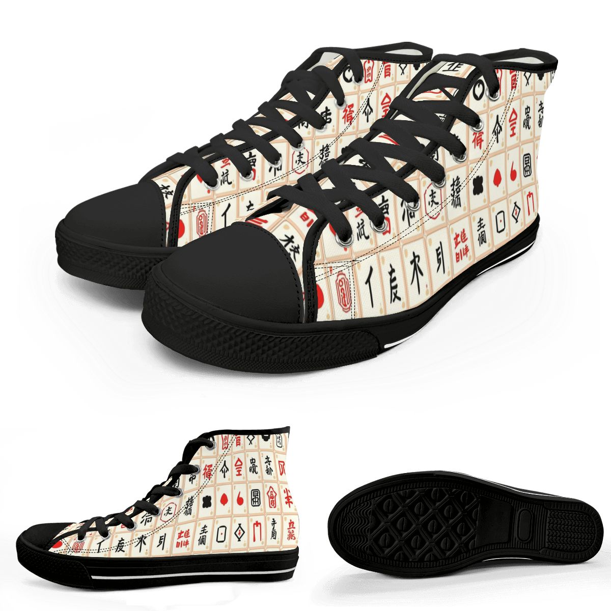 Mahjong Designed Hip Men's High Top Canvas Sneakers - Splash of Color Co.