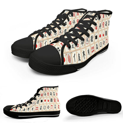 Mahjong Designed Hip Men's High Top Canvas Sneakers - Splash of Color Co.