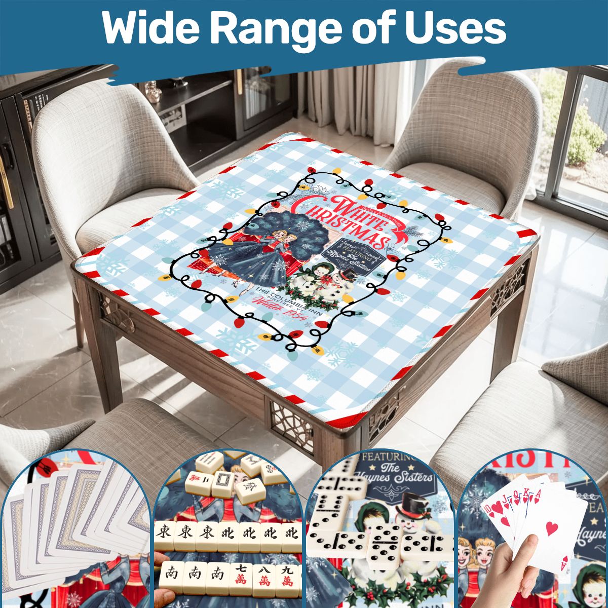 White Christmas The Haynes Sisters Sisters Mahjong Mat - Splash Of Mahj And Color Co.