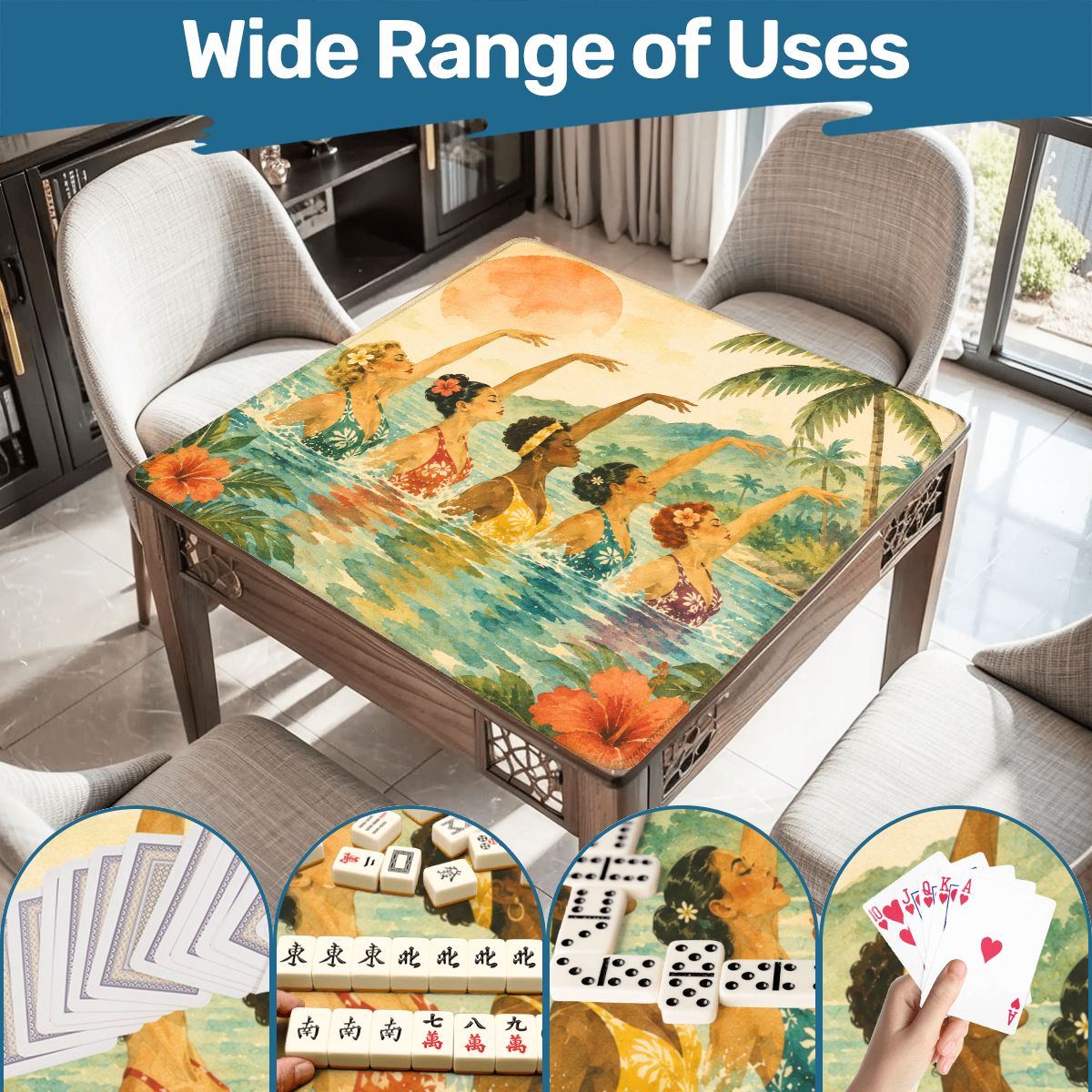 The Old World Nostalgic Tropicana Swim Club Mahjong Mat - Splash Of Mahj And Color Co.