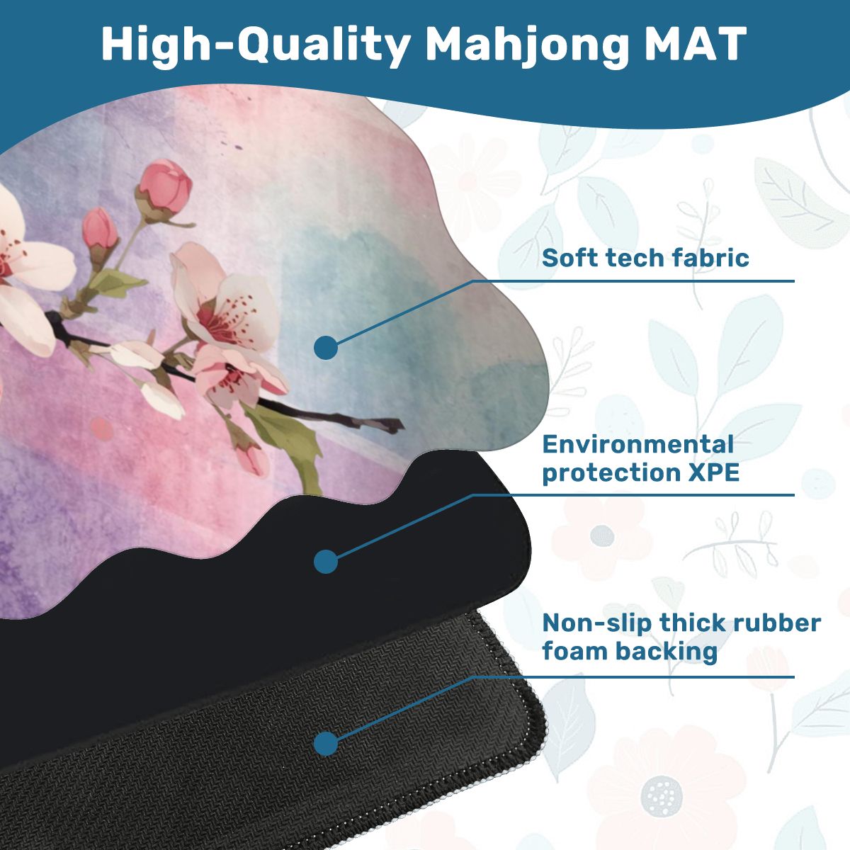 Blossoms In Bloom Dainty Watercolor Plaid Scalloped Mahjong Mat - Splash of Color Co.