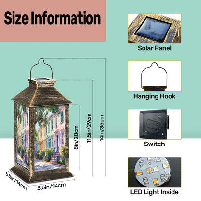 Charleston South Carolina Rainbow Row Solar Lantern - Splash of Color Co.