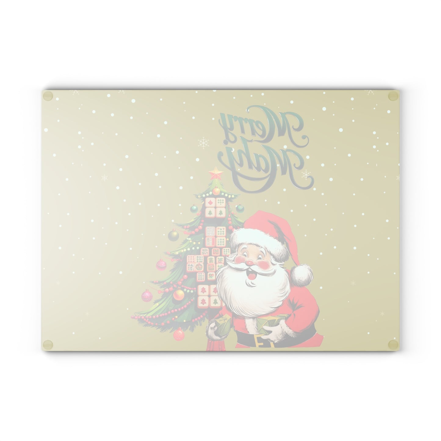 Mahjong Christmas Jolly Santa Merry Mahj Serving Cutting Board