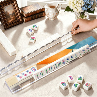 Art Deco Dayz Extended Mahjong Rack Set of 4 Scalloped Magnetic Tile Pusher - Splash Of Mahj And Color Co.