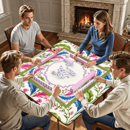 Tobacco Leaf Mahjong Mat Floral Chinoiserie Mahjong Mat 33"x33"