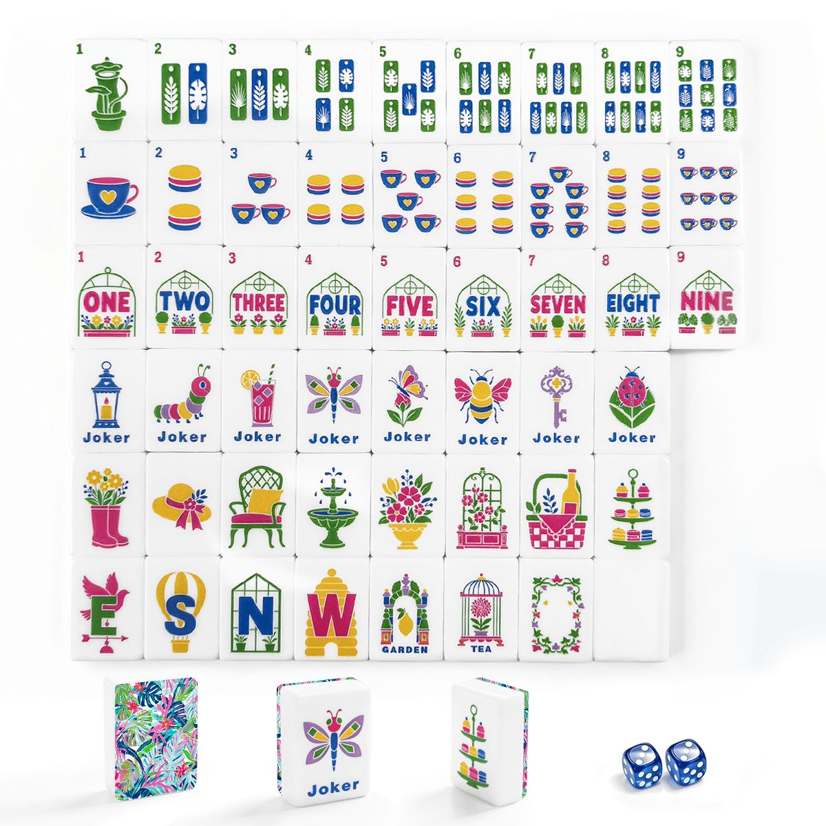 Preppy Pastel Lilly On The Lanai Floral Garden Mahjong Tiles And Carry Case