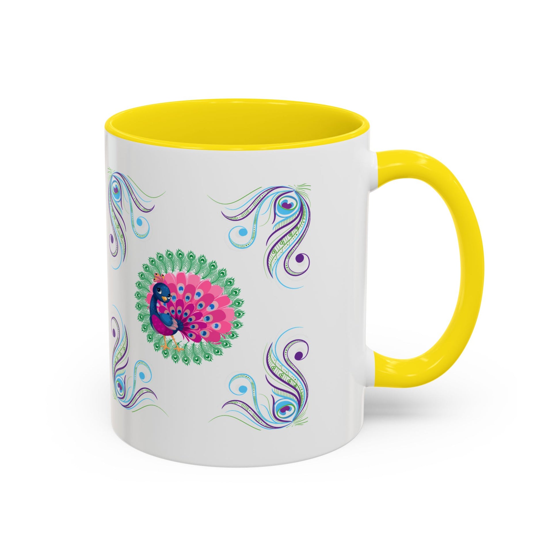 Preppy Peacock Whimsical Pink Green, Purple Coffee Mug - Splash of Color Co.