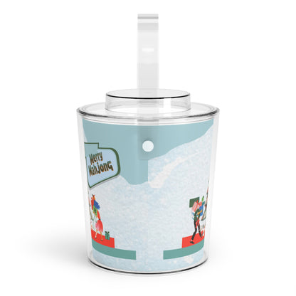 Mahjong Christmas Merry Mahjong Festive Ice Bucket with Tongs