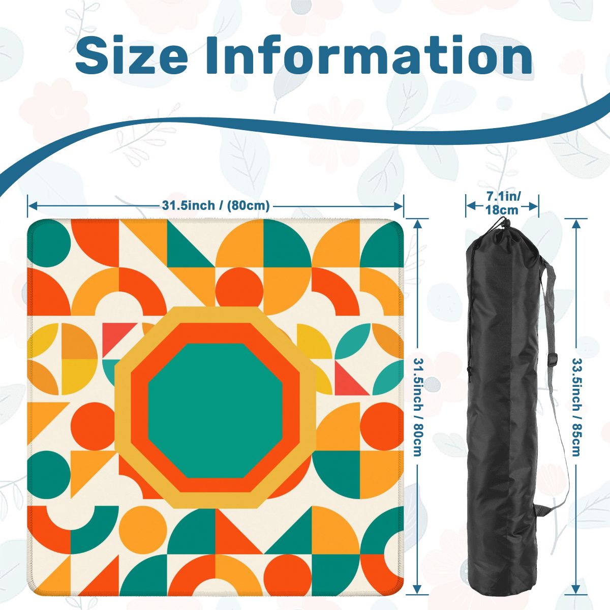 Mahjong Mat Geometric Color Splash Mahjong Mat – Teal, Yellow & Orange