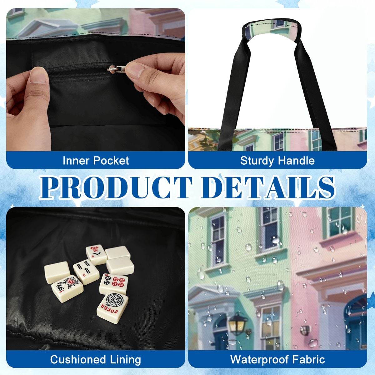 Charleston South Carolina Rainbow Row Mahjong Bag Bundle Set - Splash of Color Co.