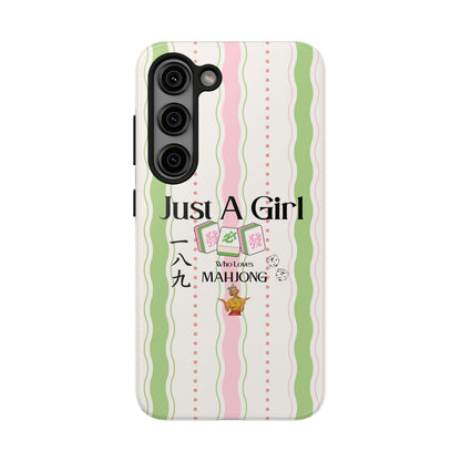 Just A Girl Who Loves Mahjong Phone Case | Mahjong Tiles Pattern - Splash of Color Co.